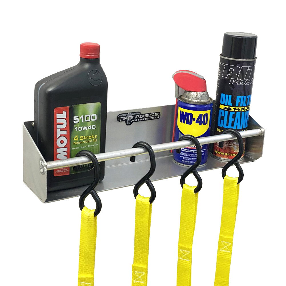 Pit Posse Garage Trailer Organizer Tie-Down Hanger Aluminum Shelf-USA made