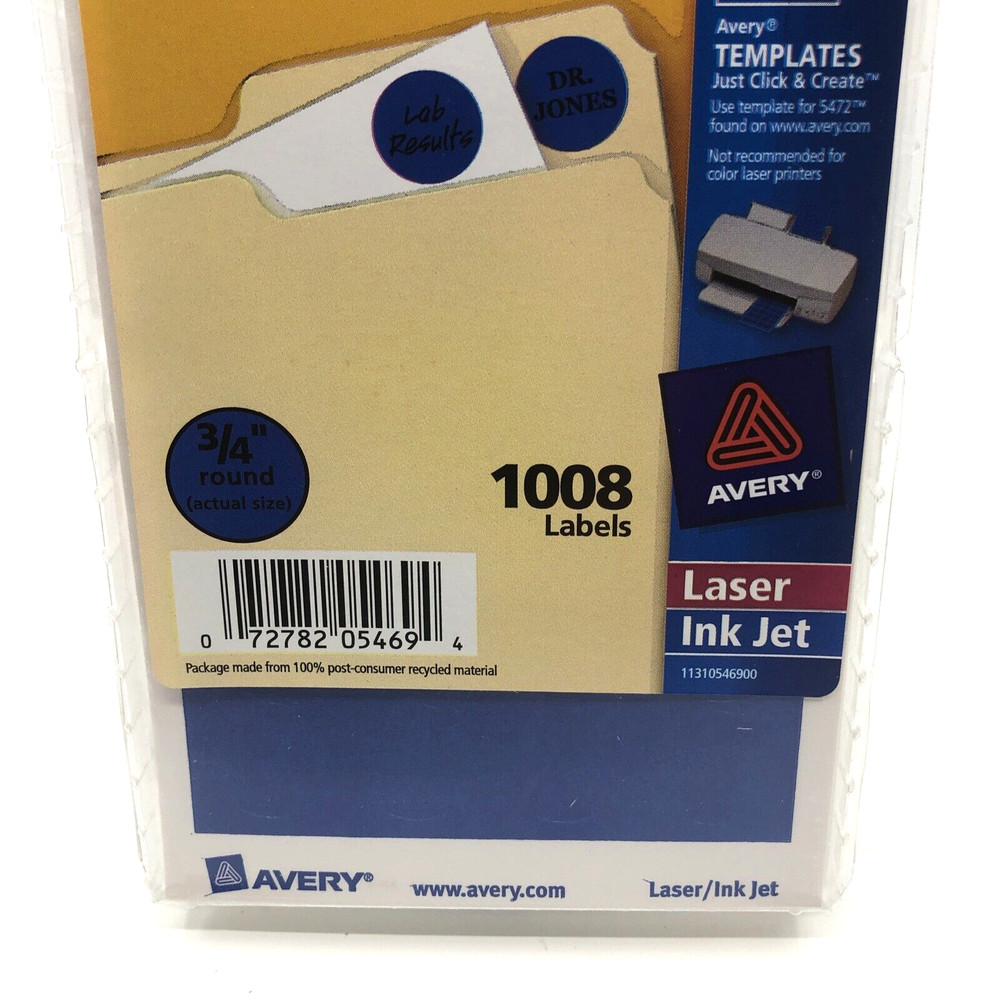 BLUE Dot Avery 05466 Round Color Coding Label 3/4" Round Removable