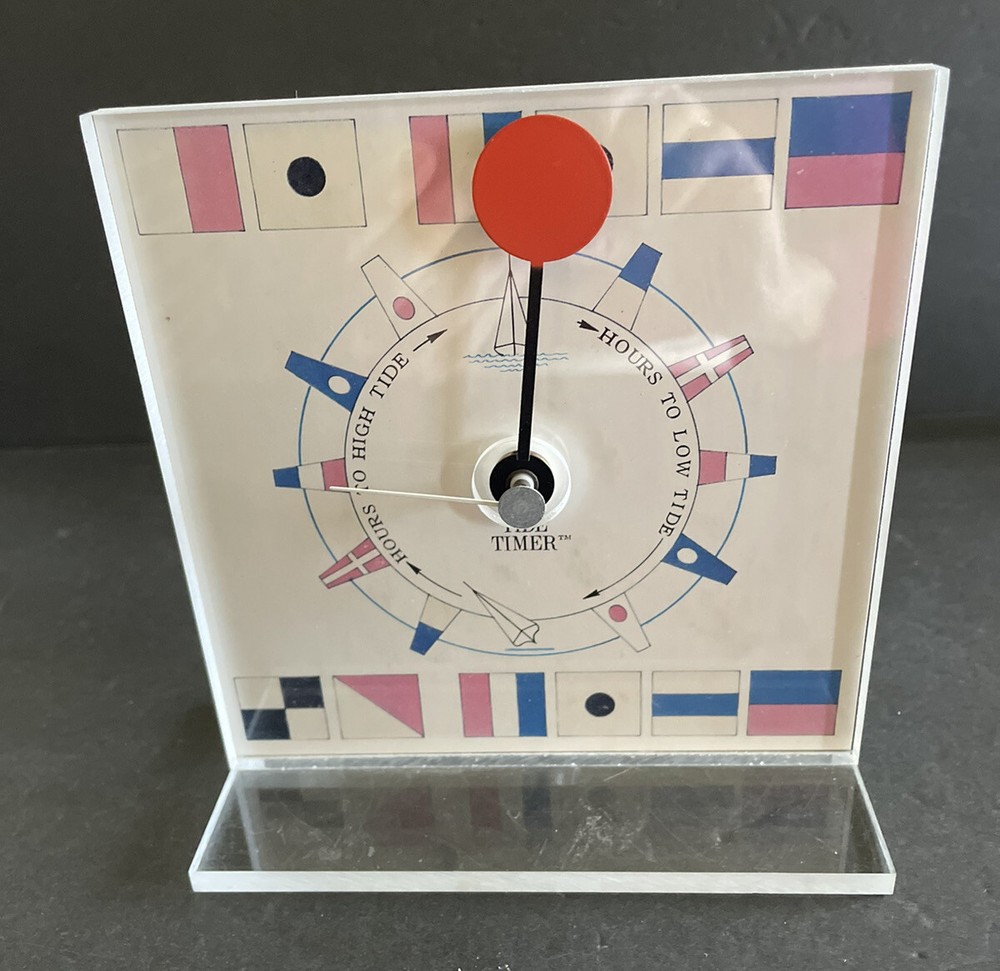 Trintec Industries ?  Commodore Tide Timer Tide Clock Battery Operated Lucite