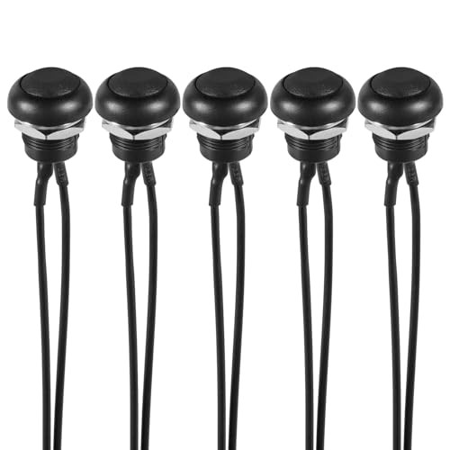 5Pcs 12mm Momentary Push Button Switch Mini Round Switch Waterproof ON Black