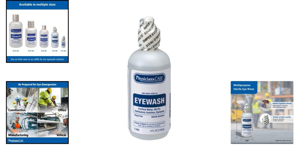 Compact 4 oz Sterile Eye Wash Solution - Essential First Aid for Emergencies