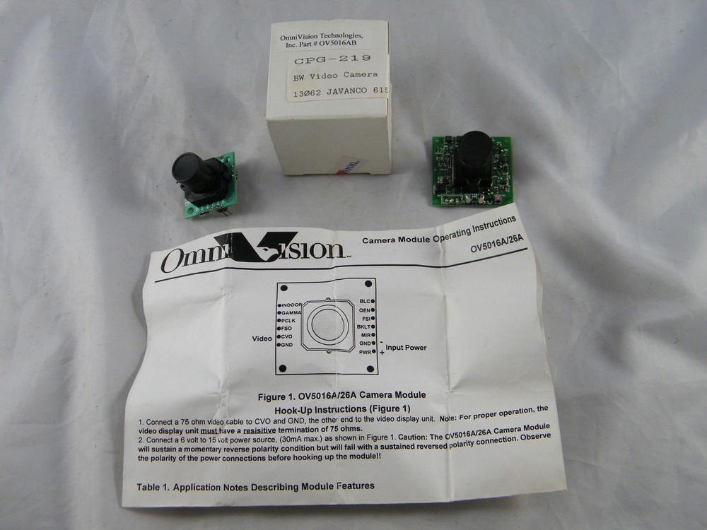 NEW ~ OMNI VISION BW CAMERA MODULE + UNKNOWN CAMERA MODULE ~ PART # OV5016AB