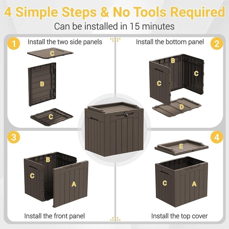 Weatherproof Outdoor Storage Box Lockable Security Multi-Purpose Deck Organizer