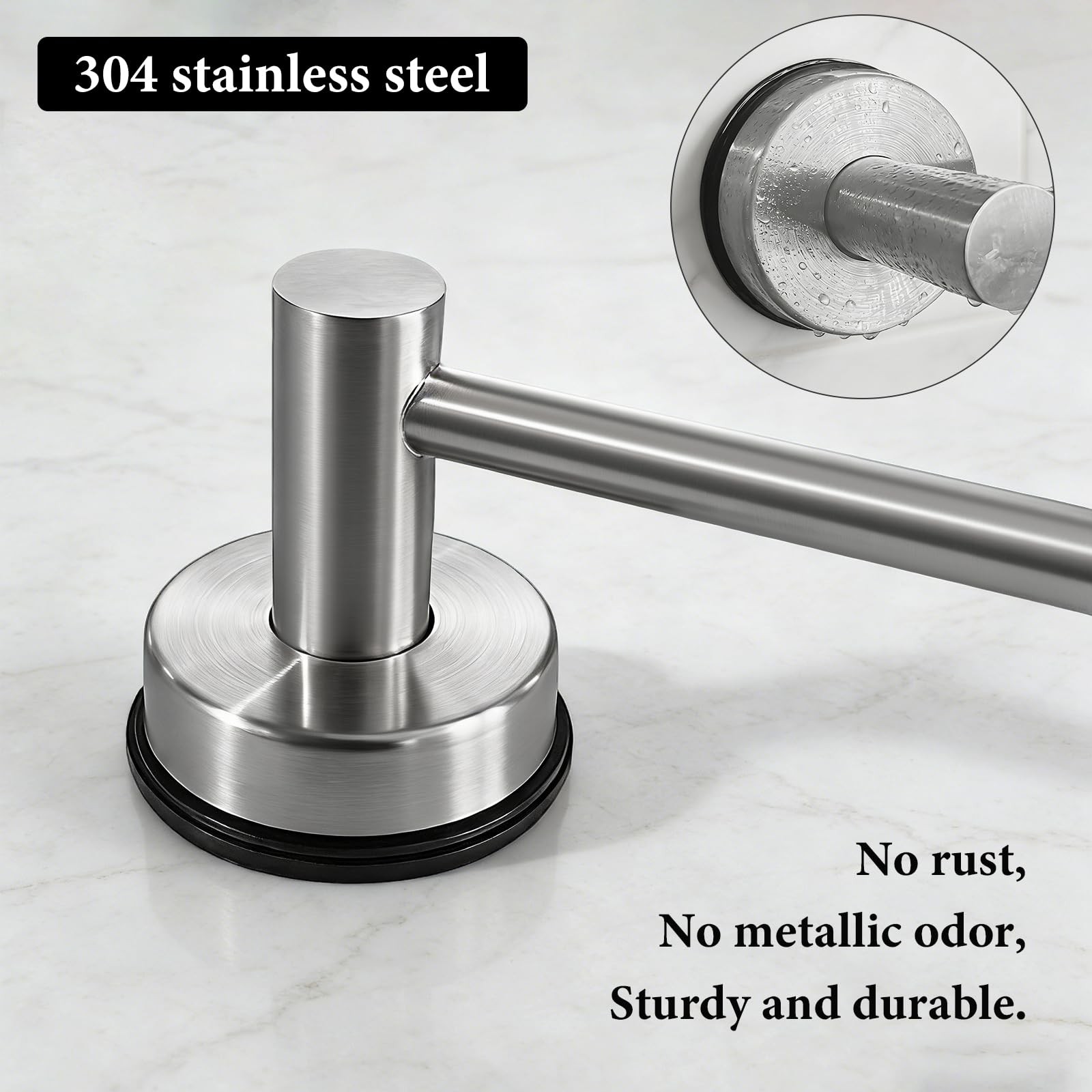 14.6 to 24 Inch Adjustable Towel Bar for Bathroom,Suction Cup Towel Rack for ...