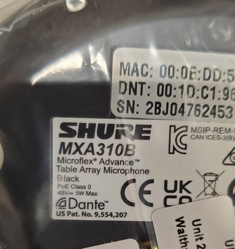 SHURE MXA310B Microflex Cardioid Condenser Microphone, Black