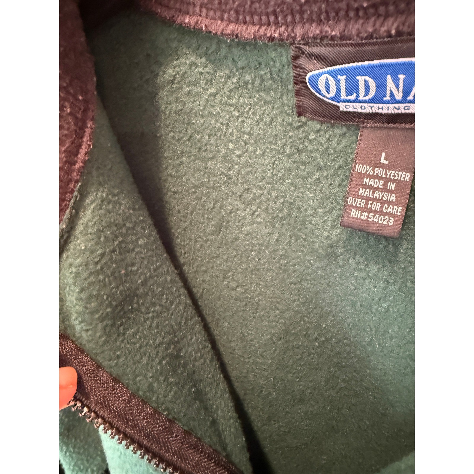 Vintage Y2K Old Navy Mens Fleece Quarter Zip Pullover Green Outdoor Casual Top L