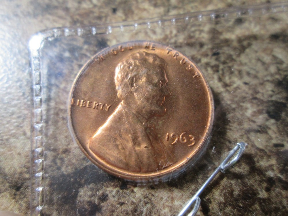 1963 LINCOLN CENT DDR-001 "CENT& INITIALS" GEM BU ALL