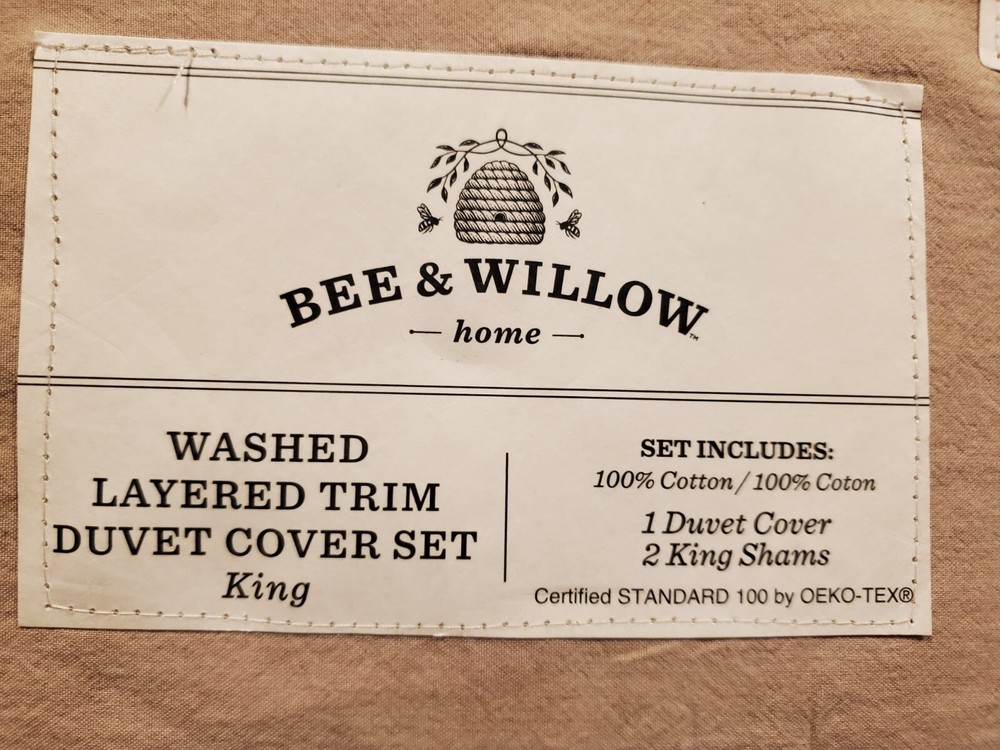 Sunham Washed King 3 Piece Duvet Set - Stone