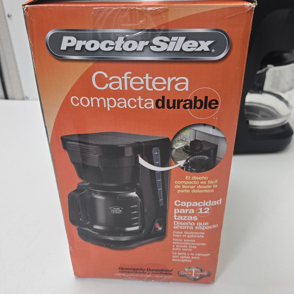 Proctor Silex 12 Cup Durable Compact Coffee Maker Glass Space Saving Auto Pause