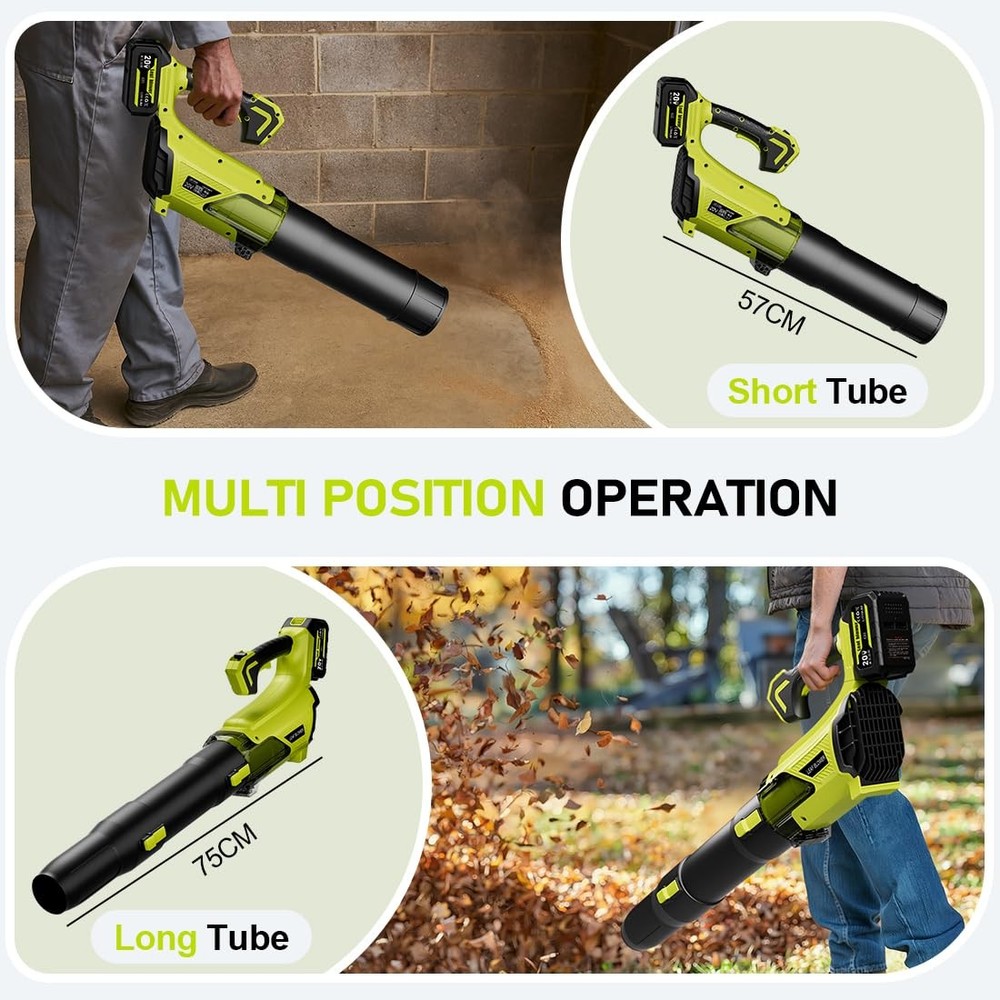 Cordless Leaf Blower 580CFM Stepless Variable Speed Battery Powered Leaf Blow...