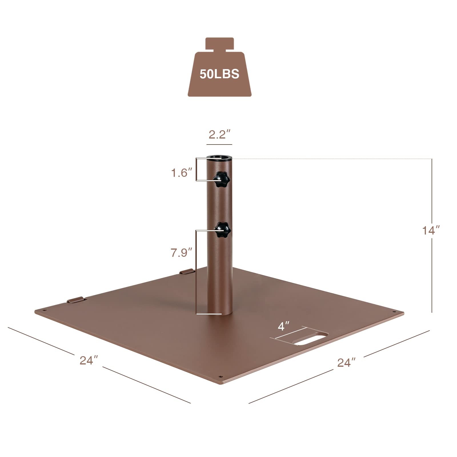 50LBS Patio Umbrella Base, Portable Outdoor Umbrella Base Stand,24 Inches Square