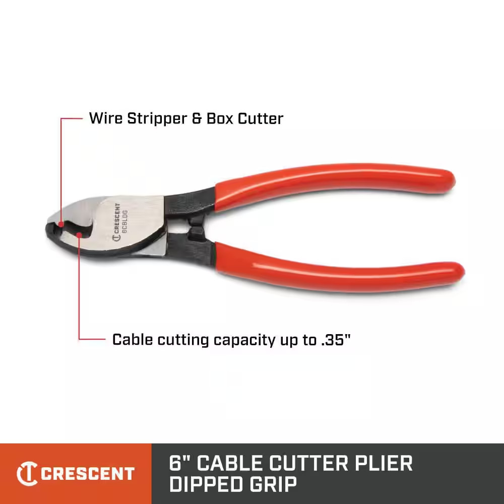 6 In. Cable Cutting Pliers with Dipped Handle