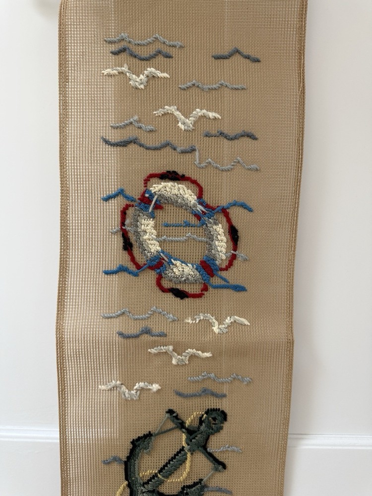 Coastal Needlepoint Bell Pull/Hanging By Reynolds Semi-worked Needs Background