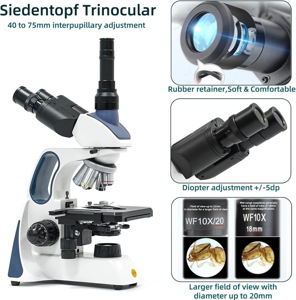 SWIFT SW400 Trinocular Compound Microscope 40X-2500X, Infinity-Corrected Opti...