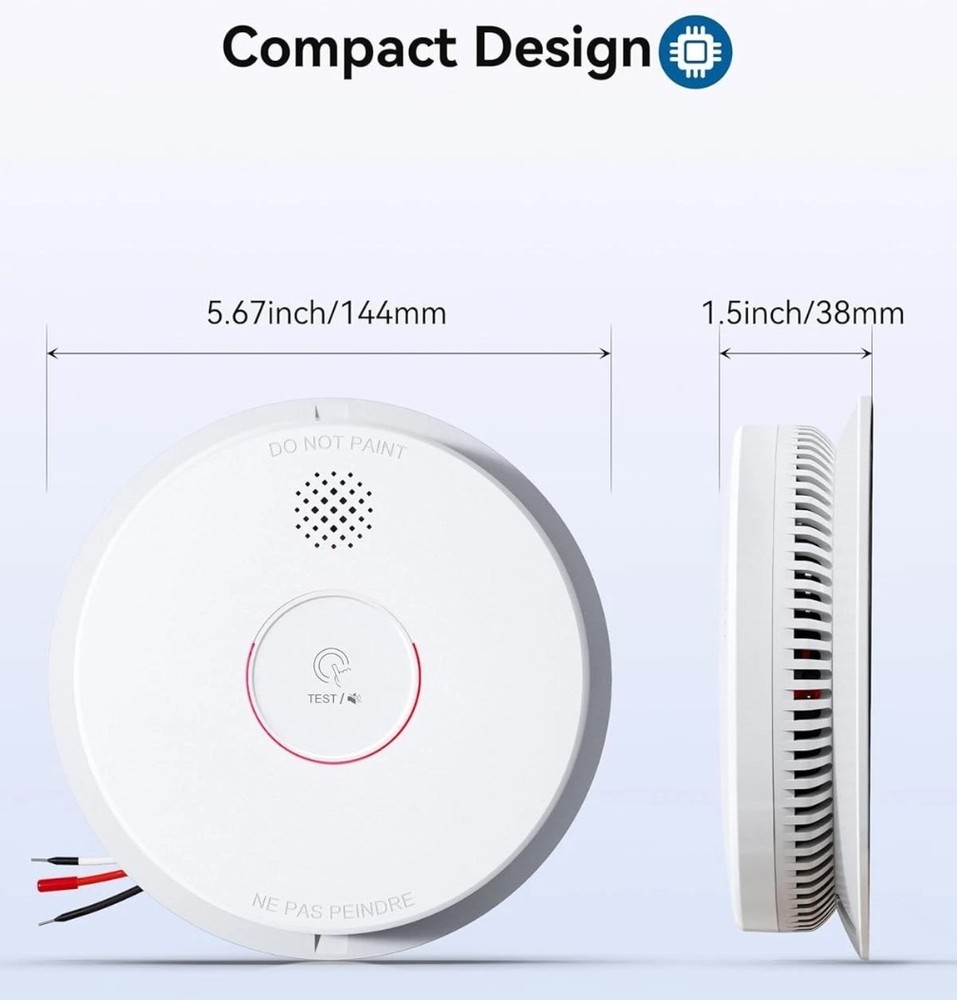 6 x SITERWELL Hardwired Smoke Detector Interconnected + 9V Backup Battery