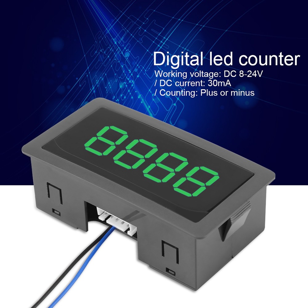 Green DC LED Digital Display 4 Digit 0-9999 Up/Down Plus/Minus Panel WT