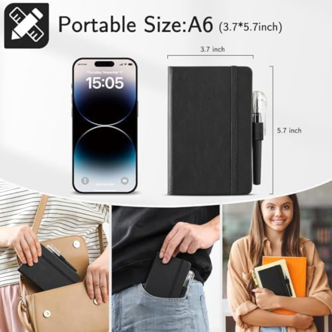 4 Pack Small Notebook Pocket Notebook, A6 Mini Leather Hardcover Journal, 3.7"