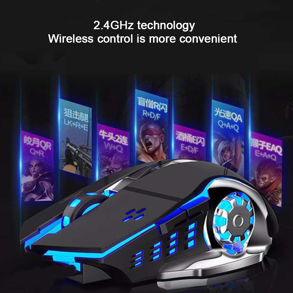 LED Rechargeable Wireless Backlit USB Optical Ergonomic Gaming Mouse Mice