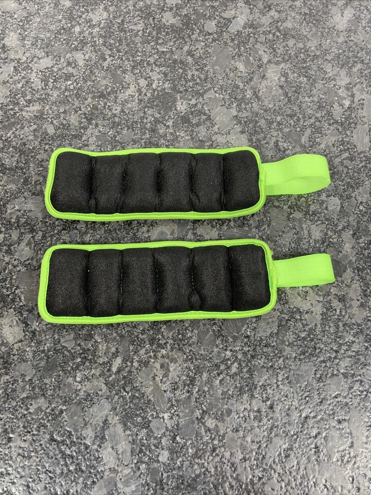 Reehut Green & Black Walking Weights 2 Weights 1 Pound Each Adjustable Strap
