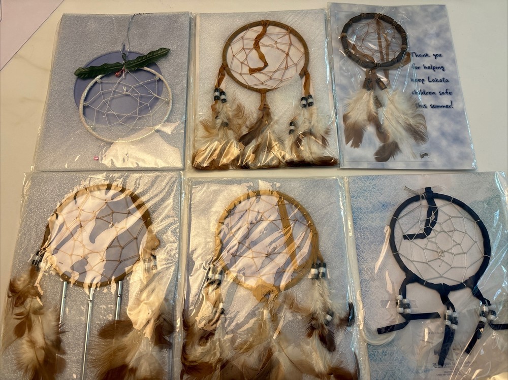 (6) Dream Catcher Feather Bead Hanging Decor -New