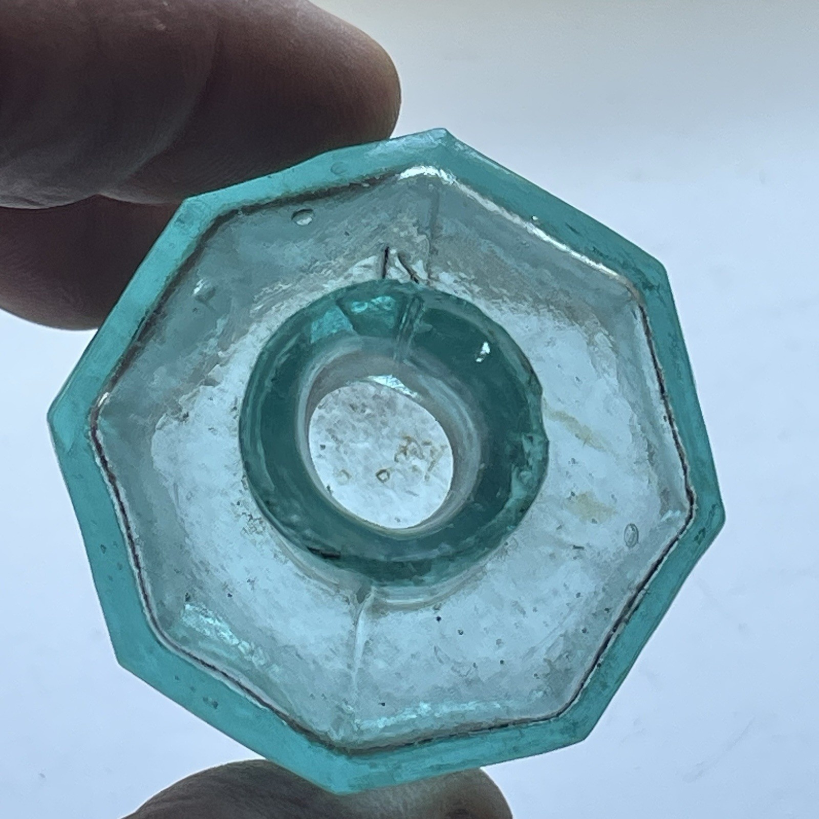 Antique Victorian Era Burst Top 8 Sided Ink Bottle