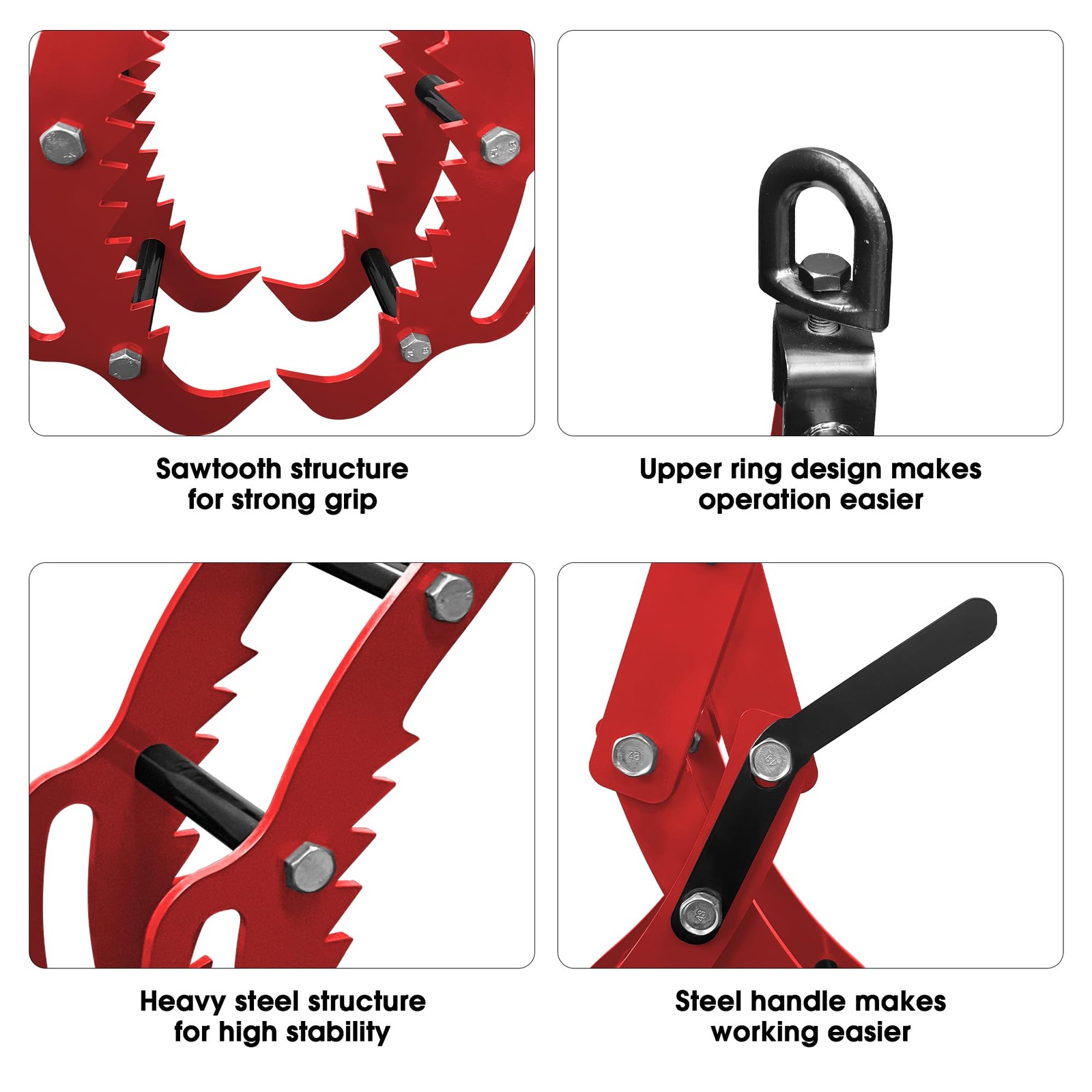 36 inch Log Lifting Tongs Log Grapple 4 Claw Timber Heavy Duty Solid Steel
