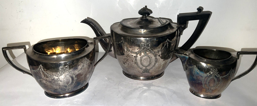Vintage Edwardian EPNS Silver Plated 3 Piece Tea set