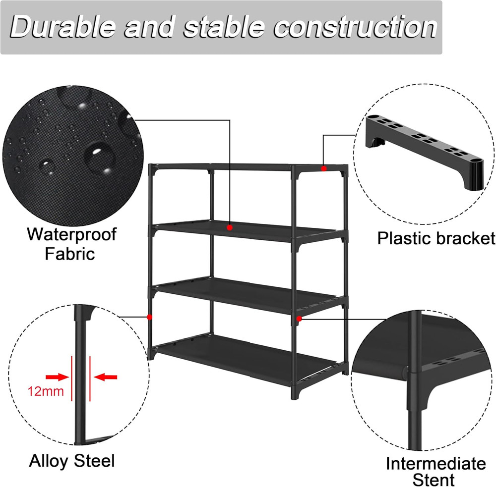 4-Tier Small Shoe Rack .Stackable Shoe Shelf Storage Organizer for Entryway Hall