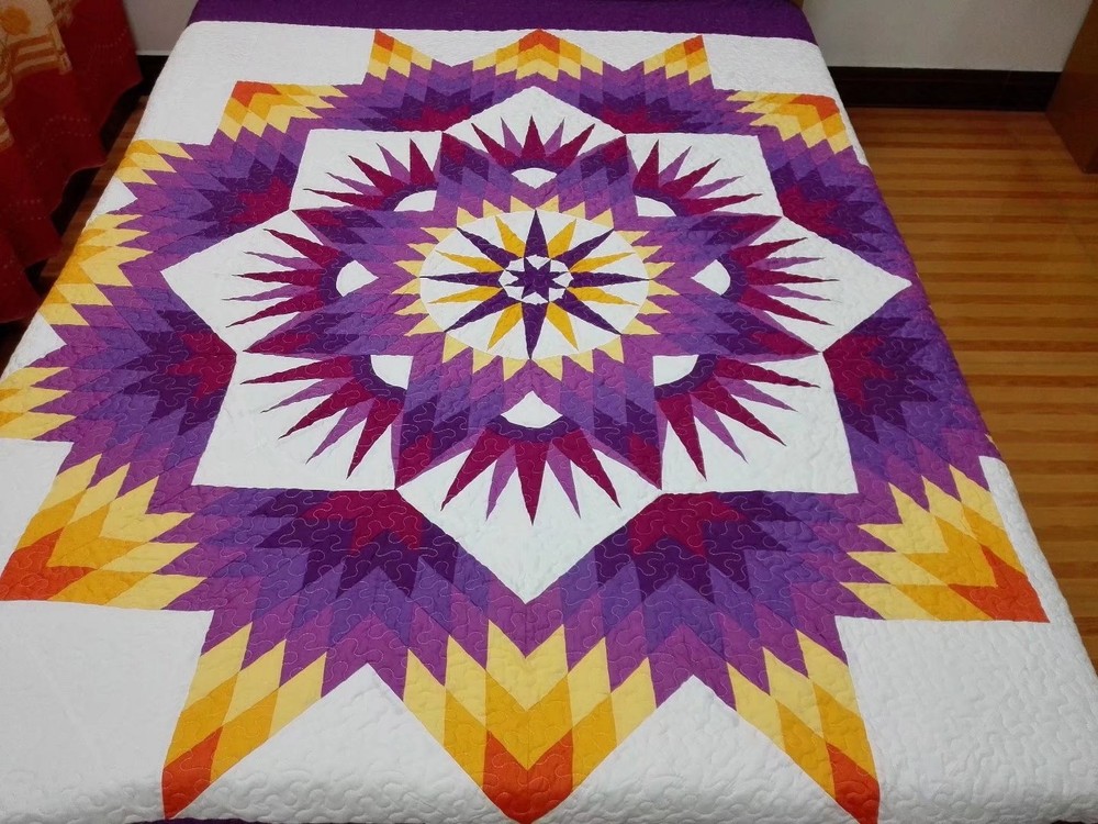 King size machine pieced and quilted Patchwork quilt#113