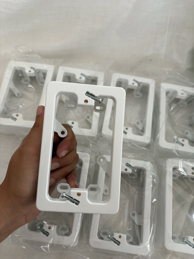 8x 34mm deep Mounting Blocks White Wall Plate Brackets Bulk Pack