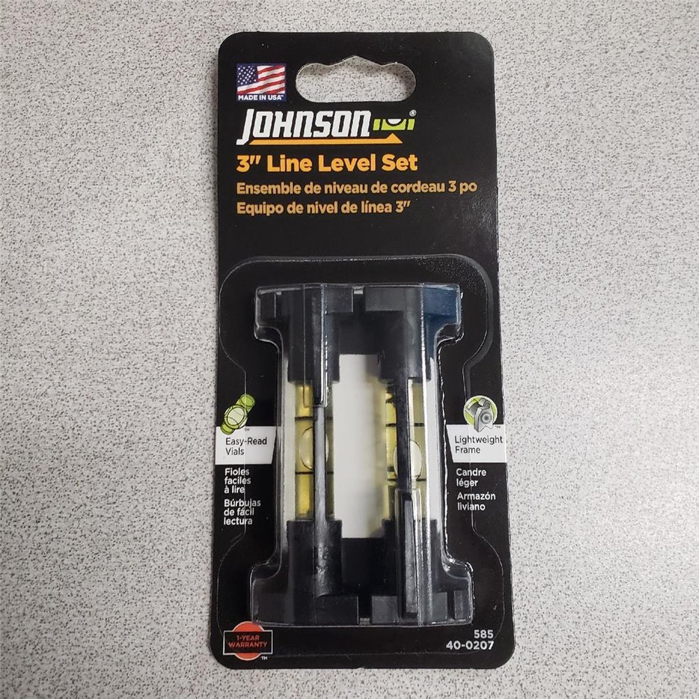 = Johnson 3" Line Level Set Easy Read Lightweight Frame 585 40-0207