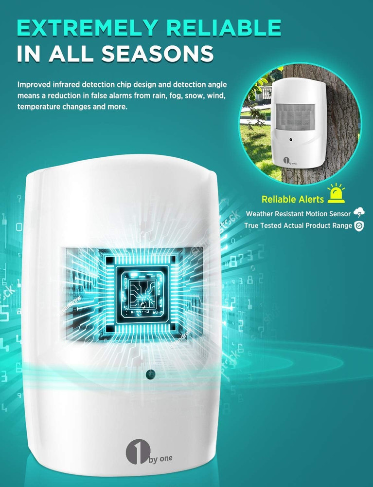 Driveway Alarm Wireless Outside, Motion Sensor Alarm 1000 FT Range Extra Loud C