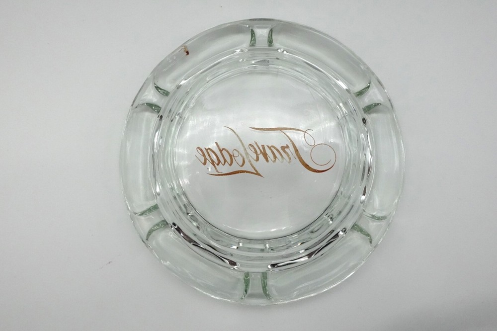 TraveLodge Glass Ashtray Script Logo - 4.5” Diameter