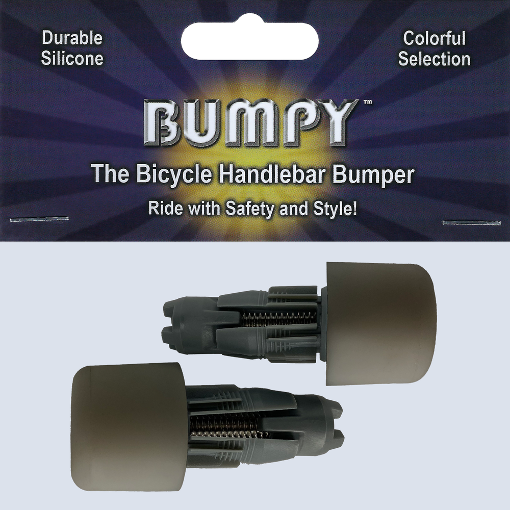 BUMPY END PLUG Bike Handlebar Soft Safe Secure Best Fit Grip Cap Gray Pair