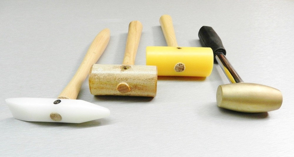 Hammers & Mallets Non Marring Forming Metals Set 4 - Nylon Plastic Rawhide Brass