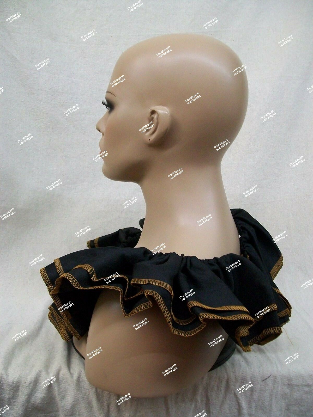 Black Orange Ruffle Clown Collar Gothic Jester Mime Renaissance Queen Victorian