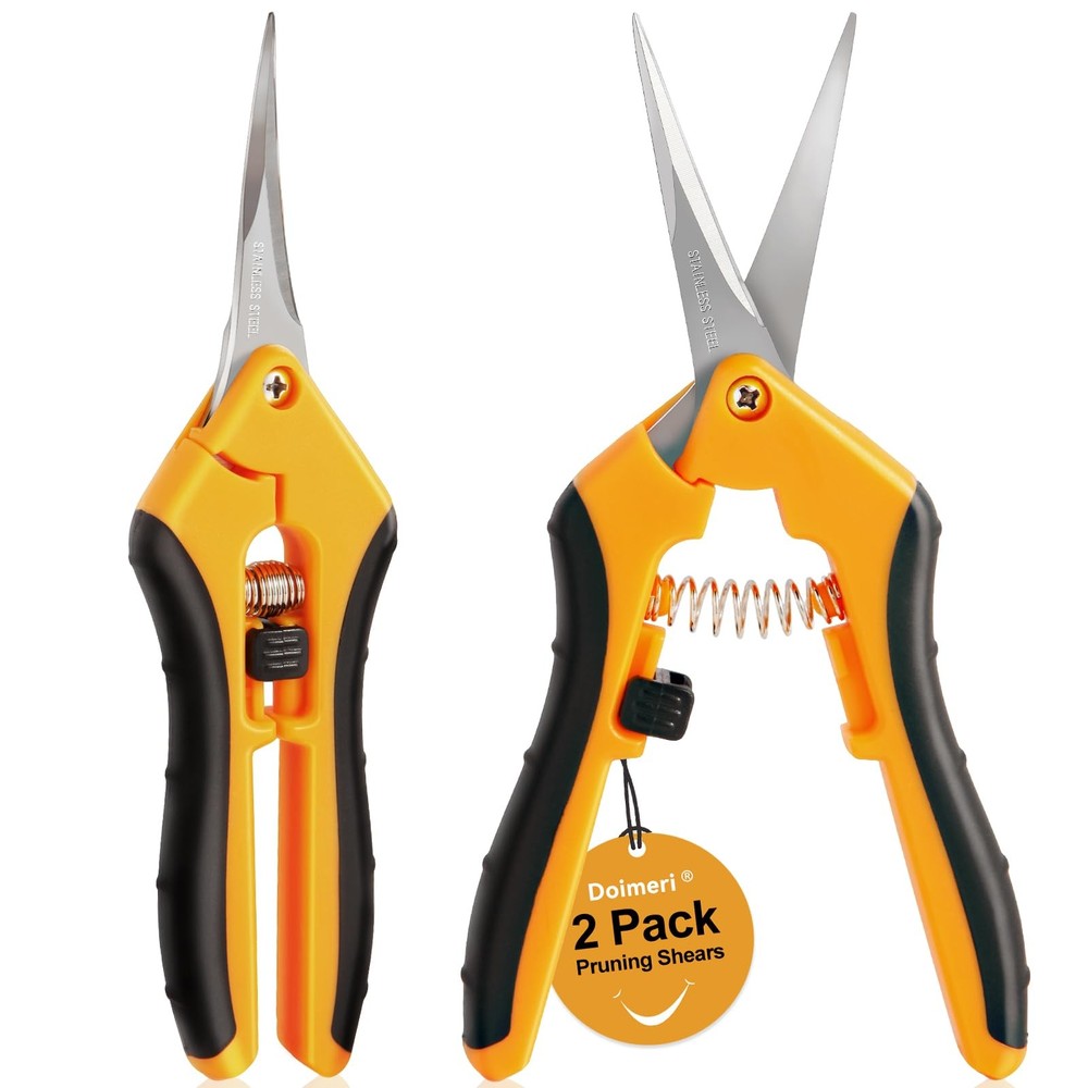Doimeri 2 Pack Pruning Shears, 6.5” Gardening Scissors with Sharp Stainless S...