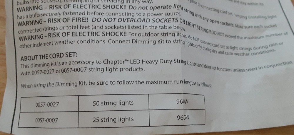 LED CAFE LIGHTS Dimmer Remote Control Kit USED TESTED WORKING