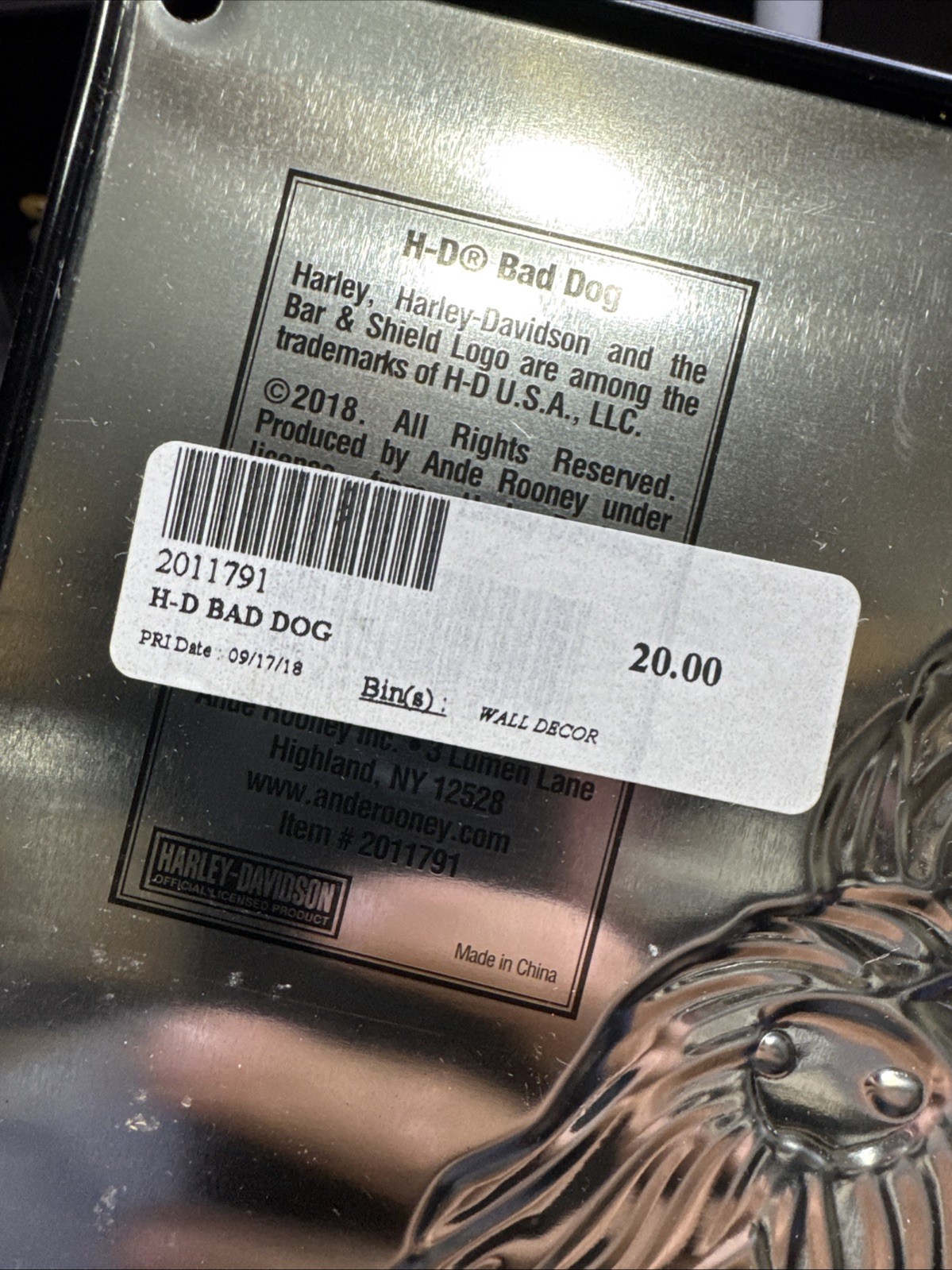 HARLEY DAVIDSON ANDE ROONEY BAD DOG METAL SIGN MANCAVE/GARAGE GREAT GIFT