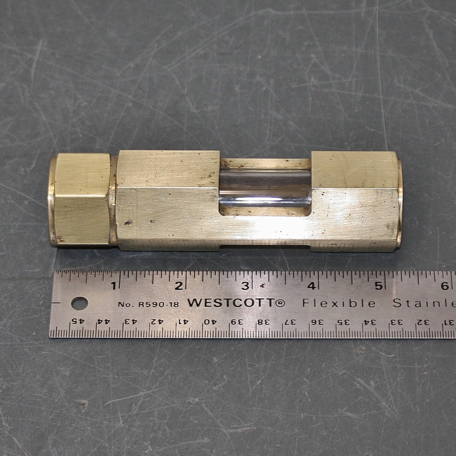 LDI Industries Inline Flow Sight F155, 3/4" PTF, Borosilicate Sight, Brass