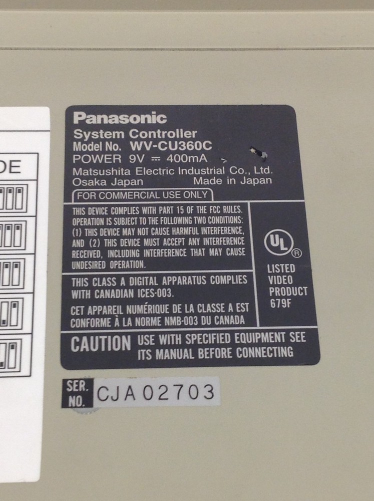 Panasonic WV-CU360C System Controller For Panasonic Dome Cameras, WORKING