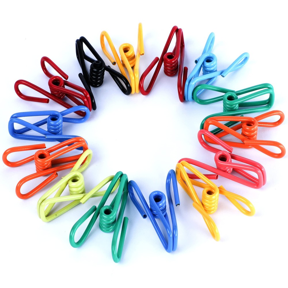 Chip Bag Clips set Bulk 30 Pack assorted Colors PVC storage bin