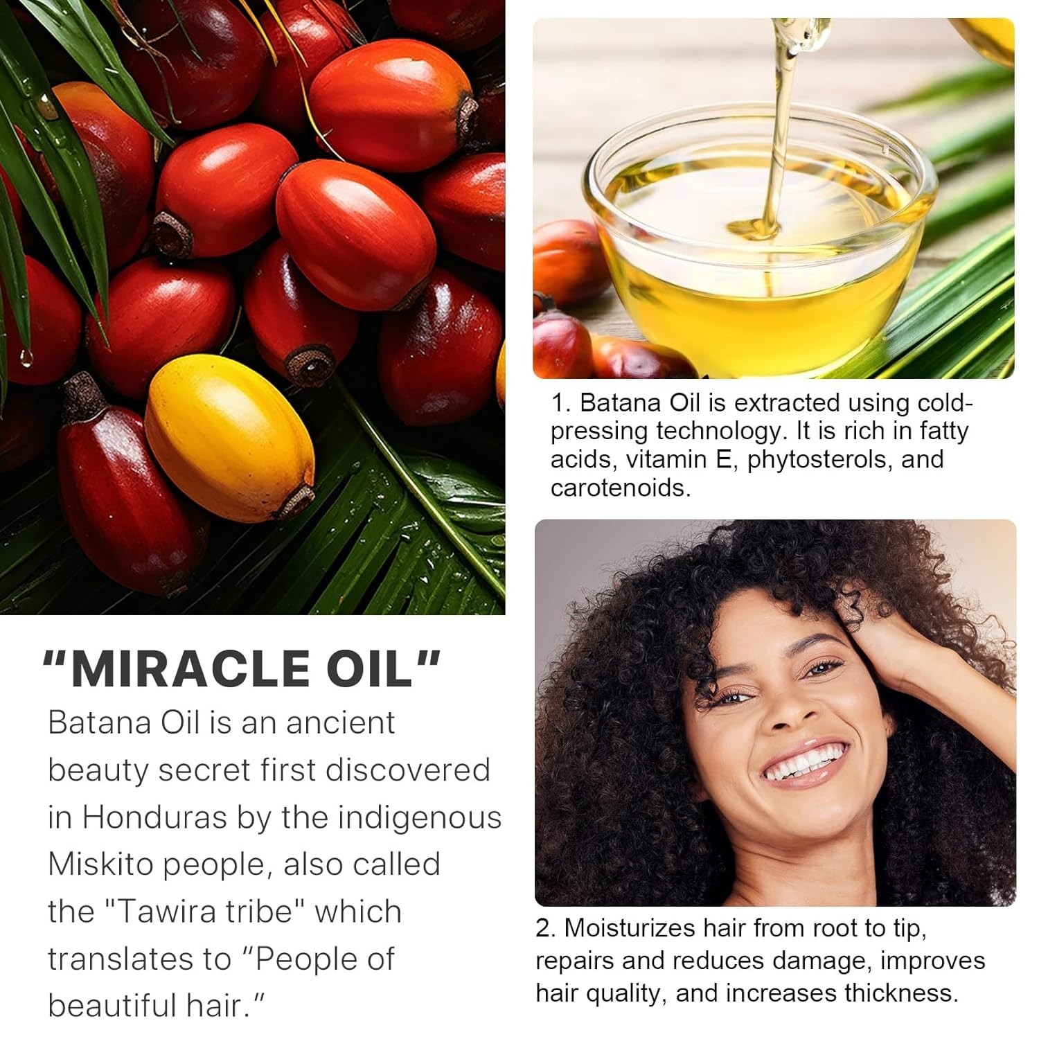 Raw Batana Oil for Hair Growth and Repair, 100% Pure Dr. Sebi Unrefined Batana O