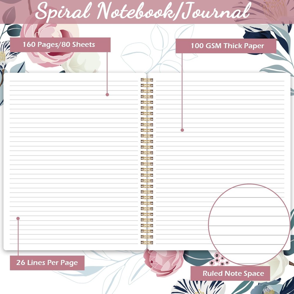 Spiral Notebook - Notebooks Spiral Bound, 8.5" * 11", Journal Notebook with
