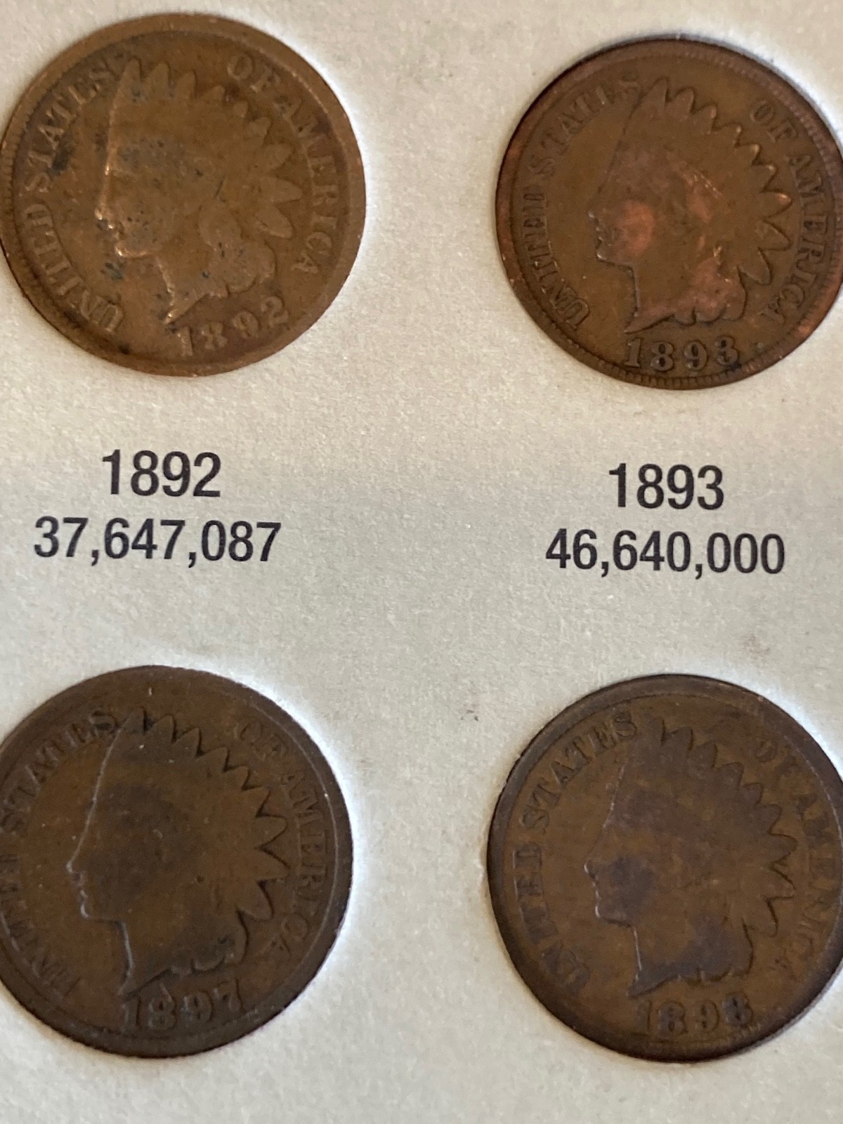 INDIAN CENT starter set in new folder, 20 different dates, nice decent coins