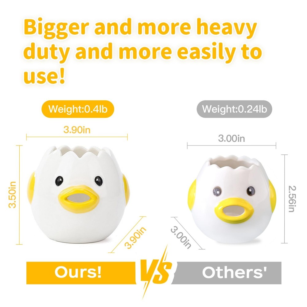 LuoCoCo Cute Egg Separator, Ceramics Vomiting Chicken Egg Yolk White Separato...