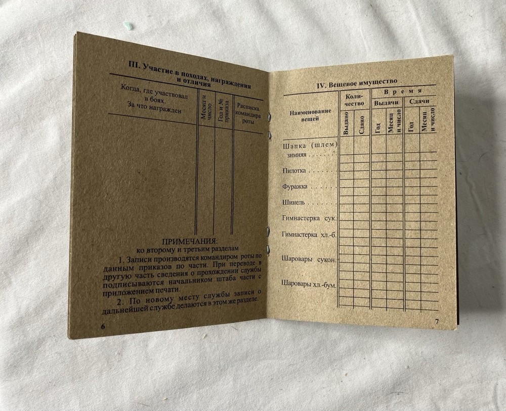 Soviet RKKA ( Army) ID Book Replica