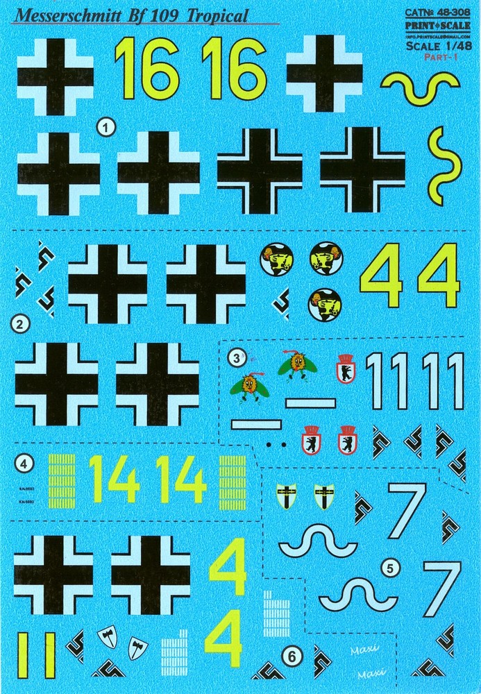 Print Scale Decals 1/48 MESSERSCHMITT Bf-109 TROPICAL Part 1
