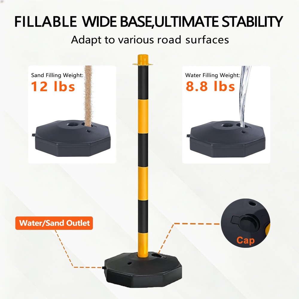 Adjustable Traffic Delineator Post Cones,18Pack 34 Inch