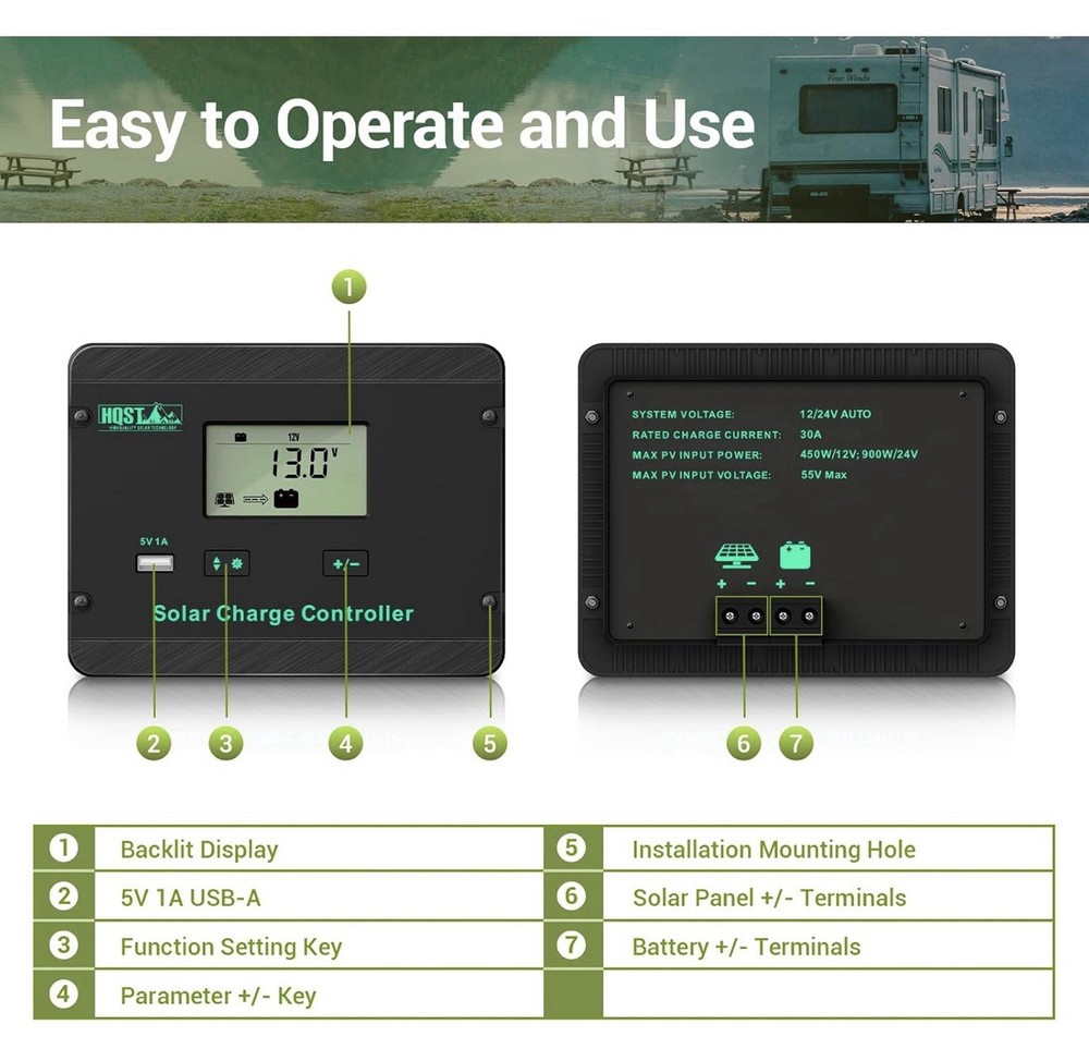HQST 30A PWM Solar Charge Controller
